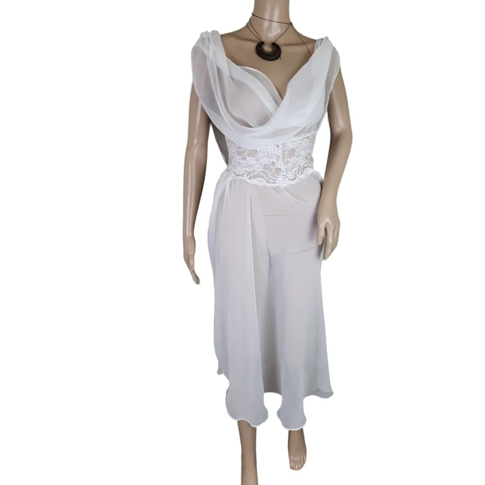 Shirley OF Hollywood Floral Lace Sheer Nightgown